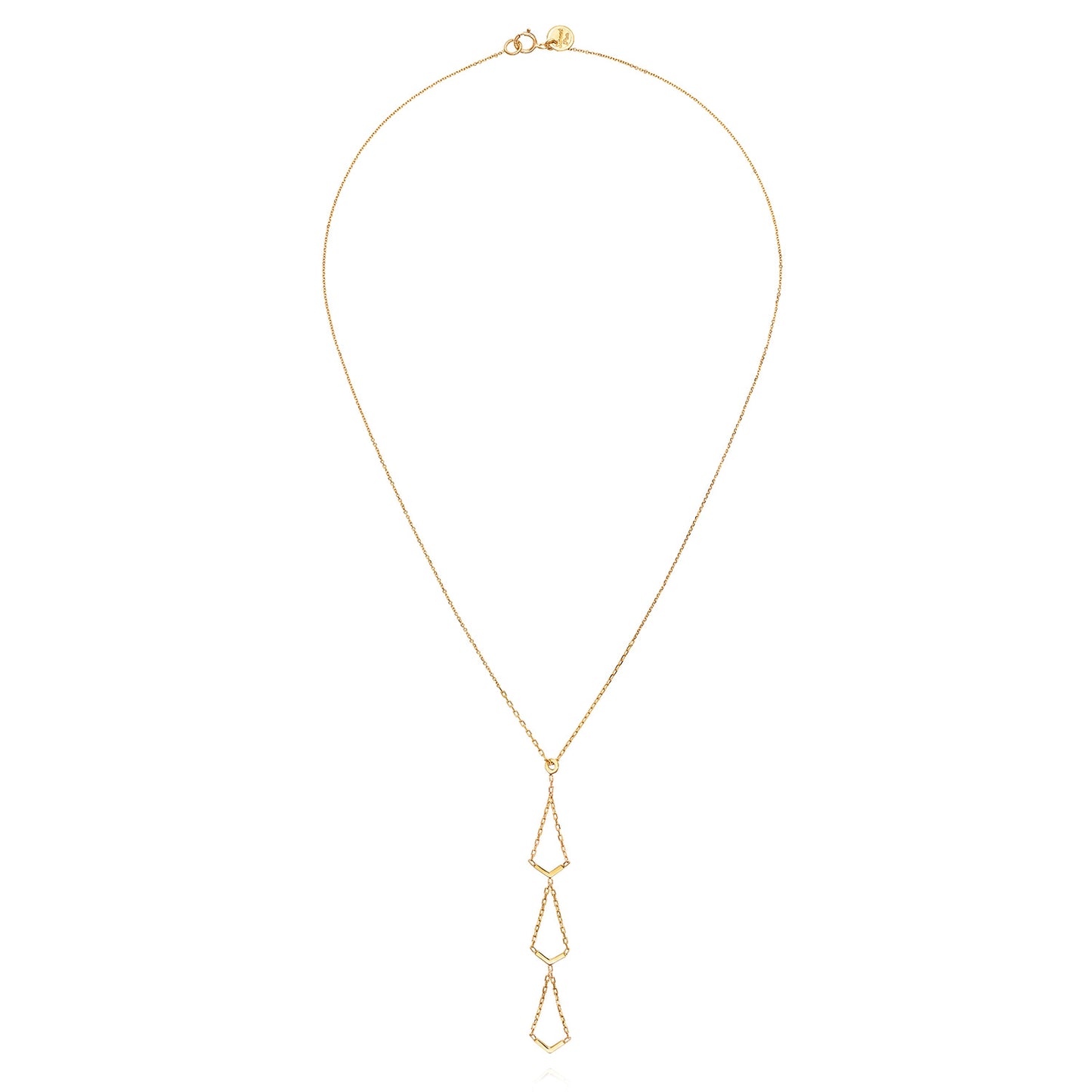 18ct yellow gold necklace with triple V-shaped drops