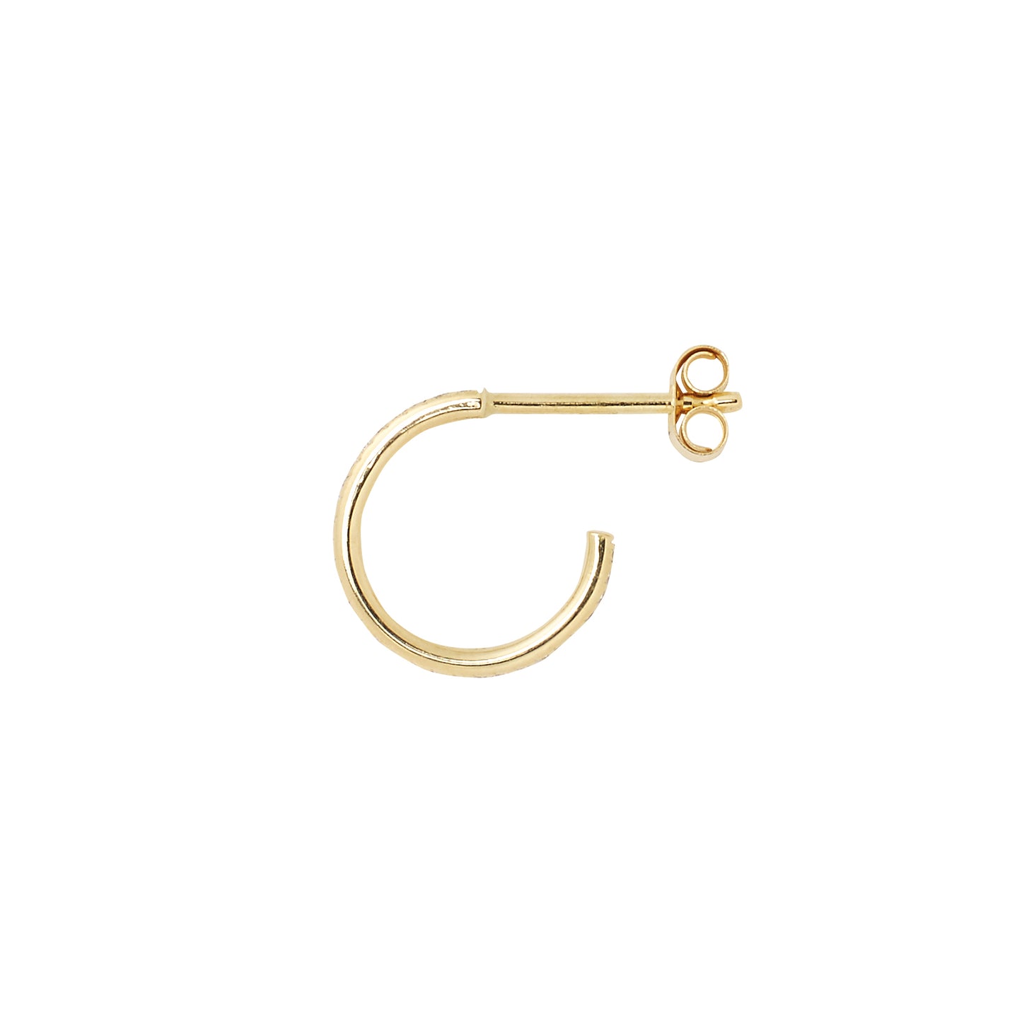 18ct yellow gold hoop earrings pave set with a line of Diamonds