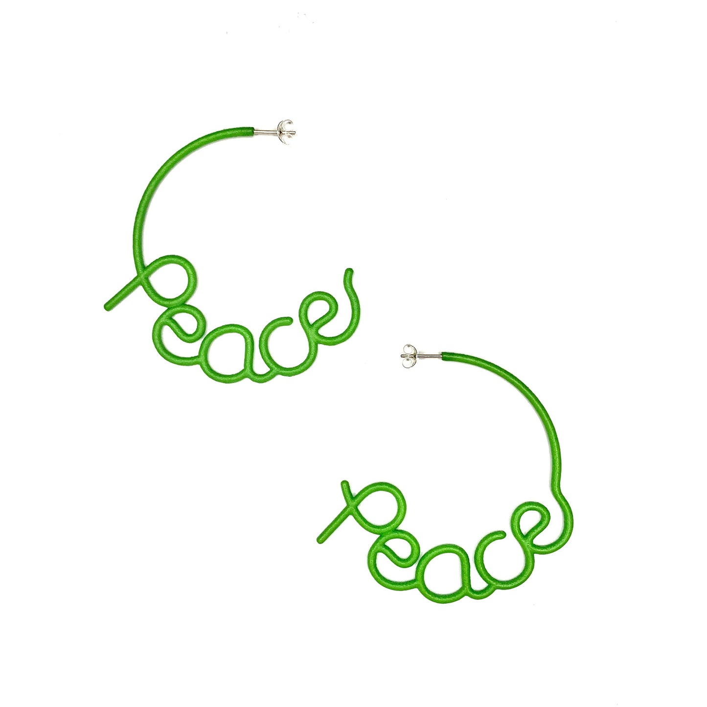 Zoe Sherwood Medium 'Peace' Hoops green