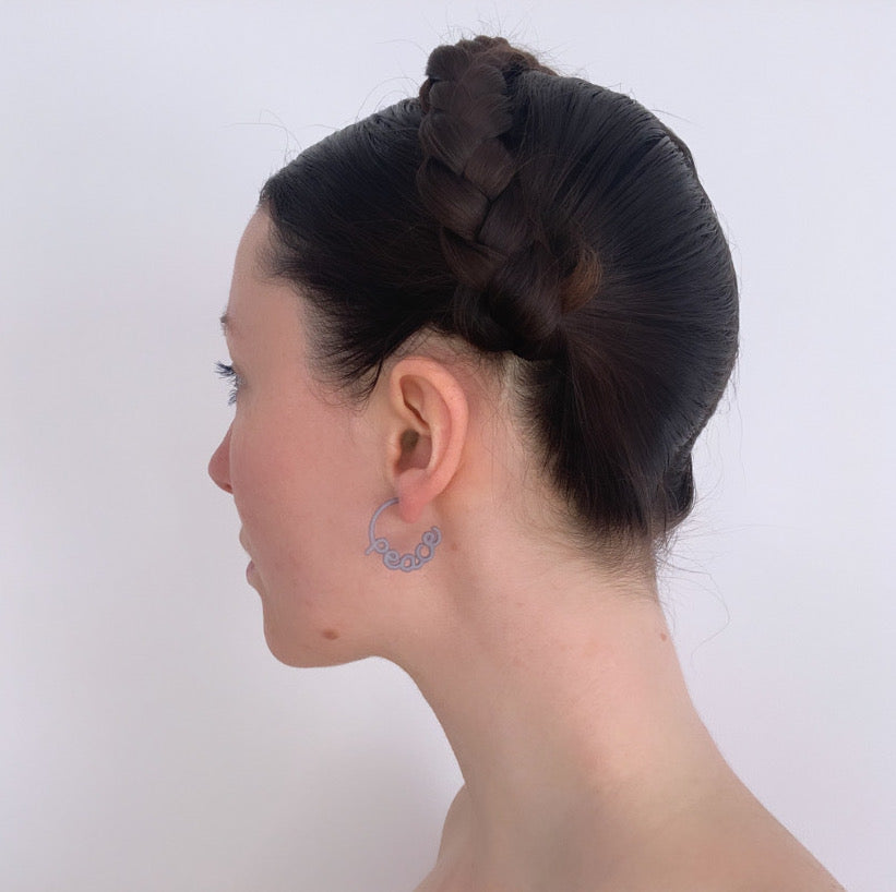 Zoe Sherwood Small 'Peace' Hoops on model