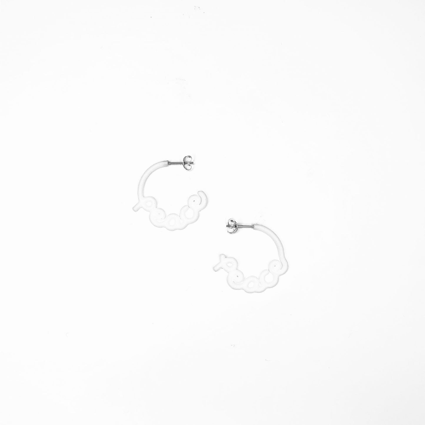 Zoe Sherwood Small 'Peace' Hoops white