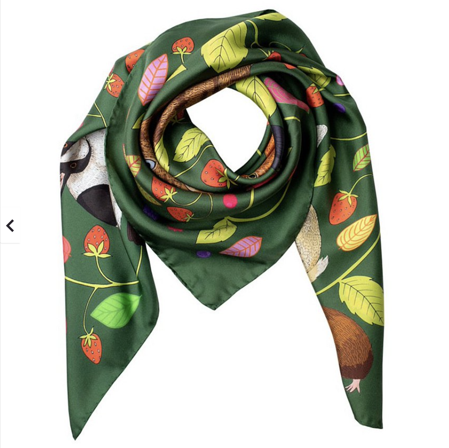 Karen Mabon 'Strawberry Field Forever’ Green Silk Scarf