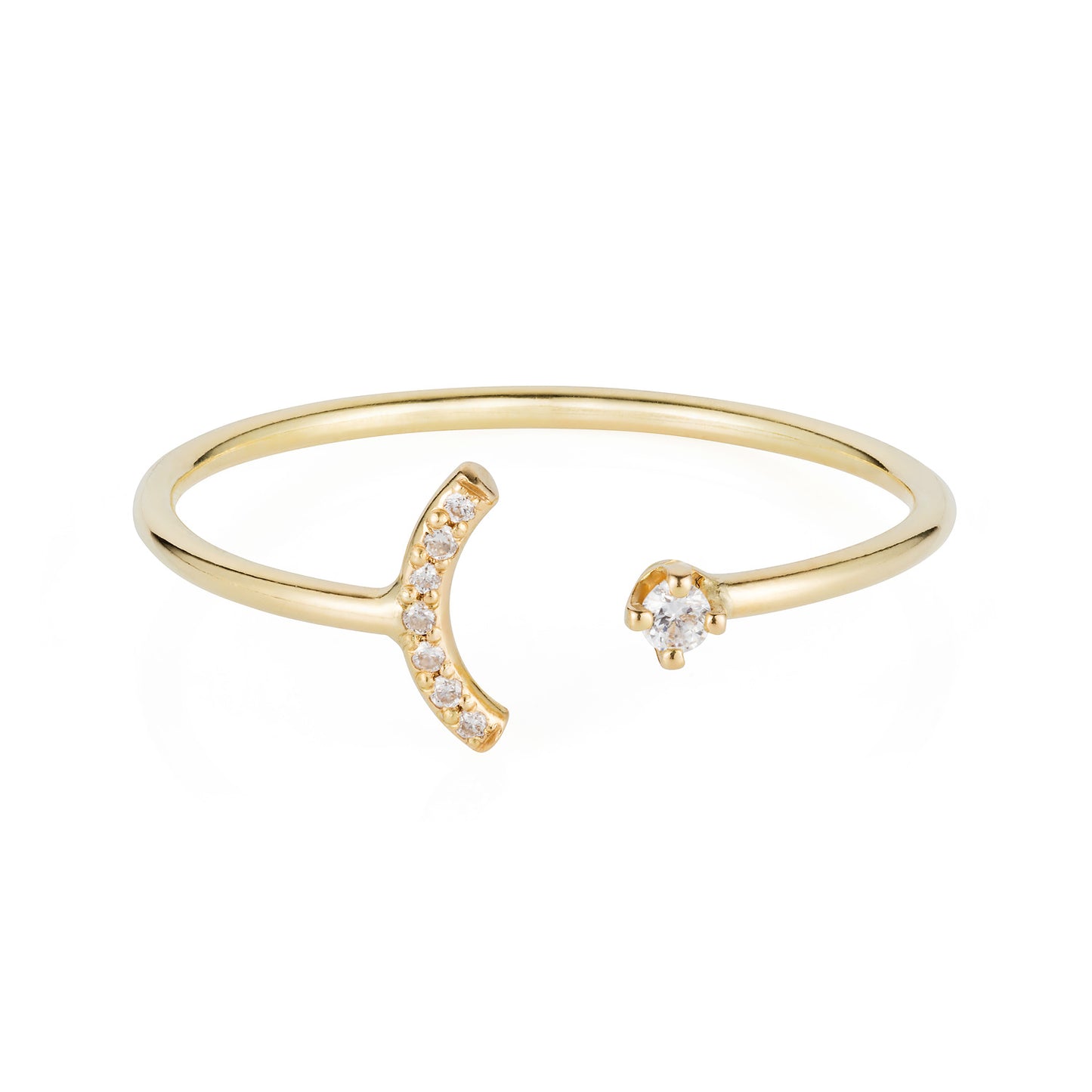 Nano Open Ring with Curve & Brilliant Cut Diamond