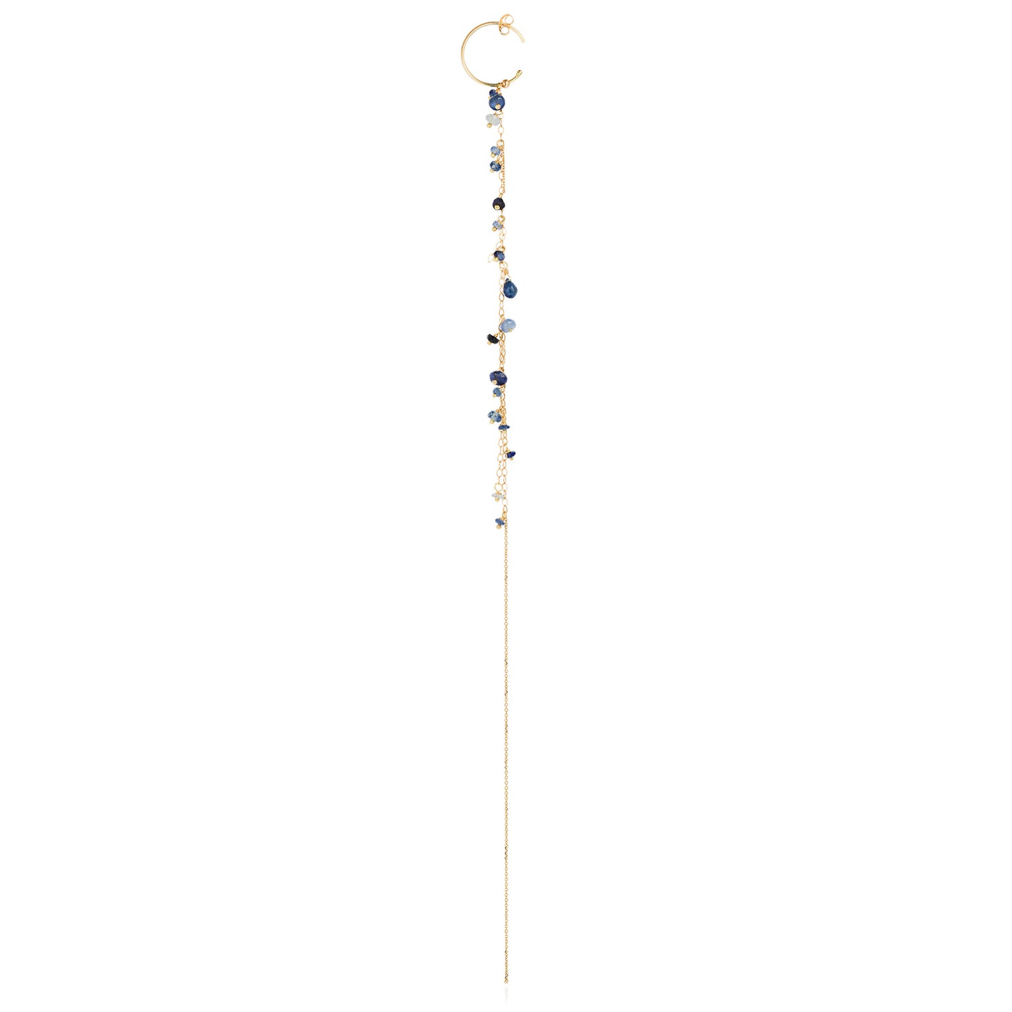 Punk Blue Sapphire Beaded Hoop