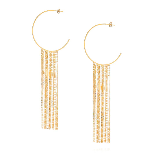 18CT DECO DECADENCE DIAMOND MULTI CHAIN AND BAR HOOPS