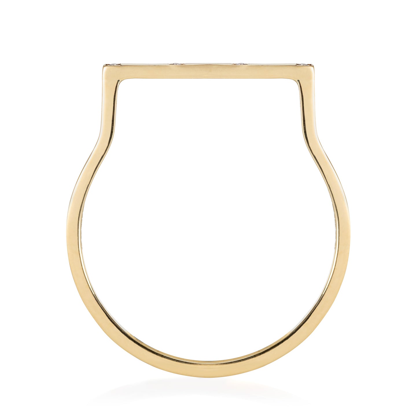 18 CT YELLOW GOLD RING WITH DIAMOND PAVE RAISED BAR