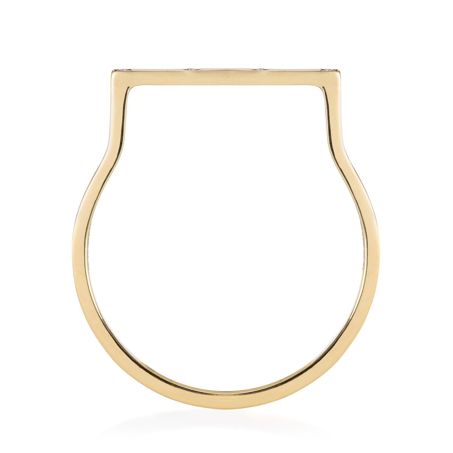 18 CT YELLOW GOLD RING WITH DIAMOND PAVE RAISED BAR