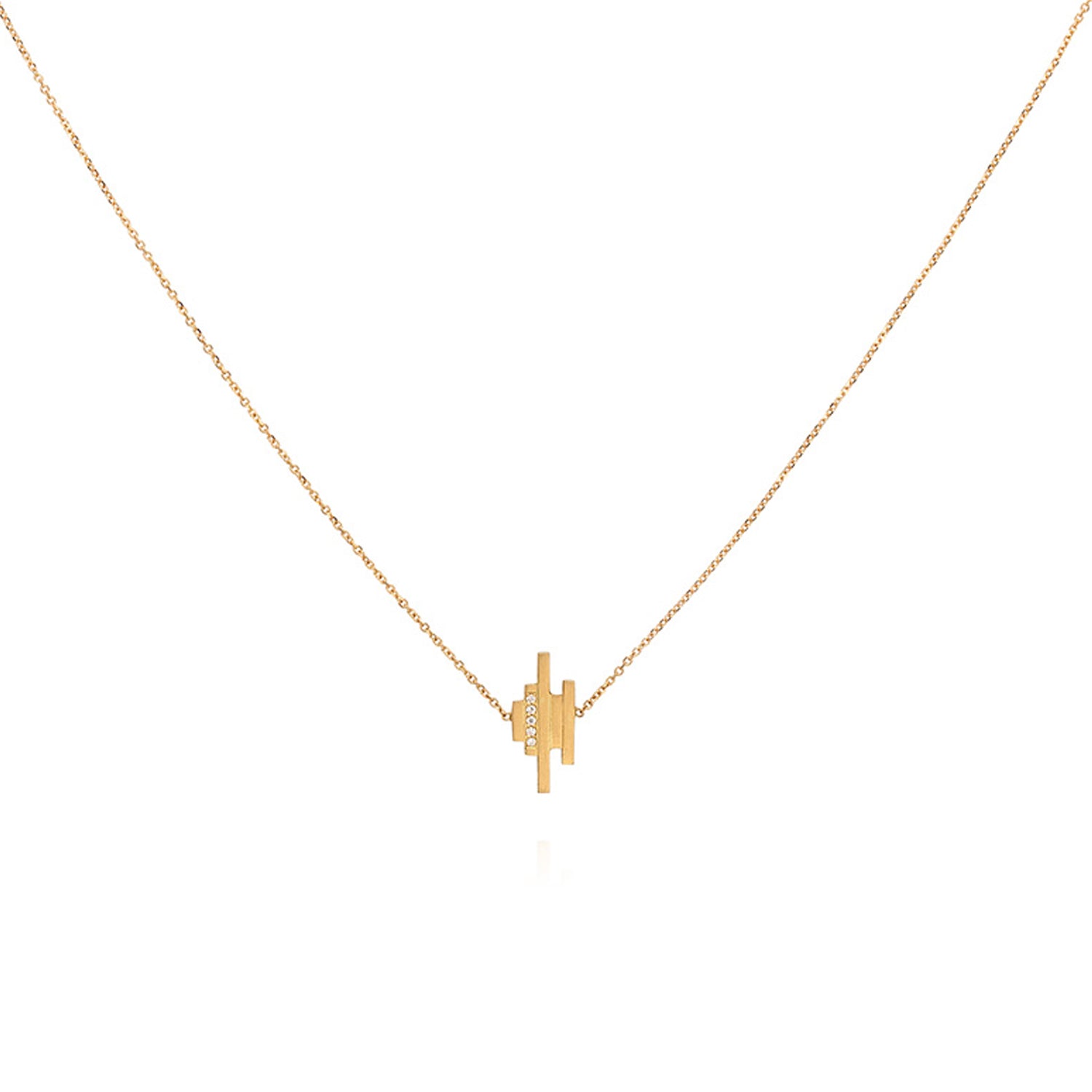 18CT DECO DECADENCE DIAMOND PAVE BAR NECKLACE