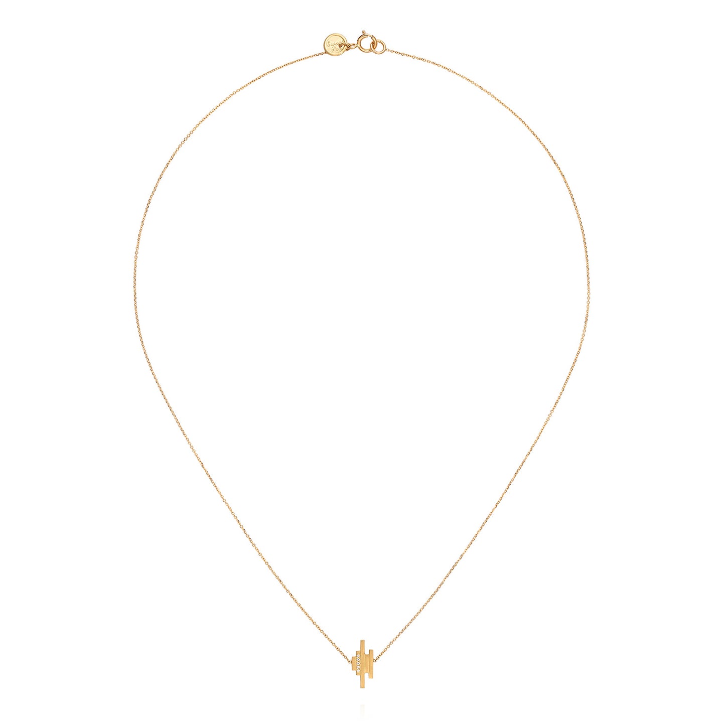 18CT DECO DECADENCE DIAMOND PAVE BAR NECKLACE