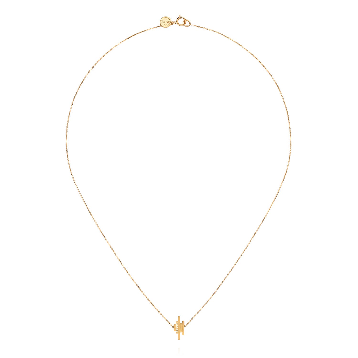 18CT DECO DECADENCE DIAMOND PAVE BAR NECKLACE
