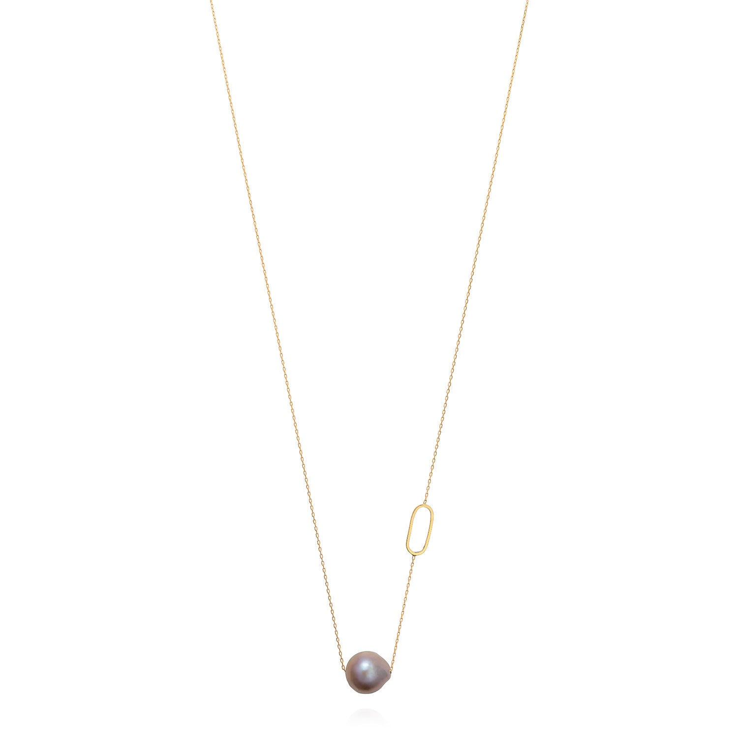 Linked with Love Long Necklace With Pink Baroque Pearl