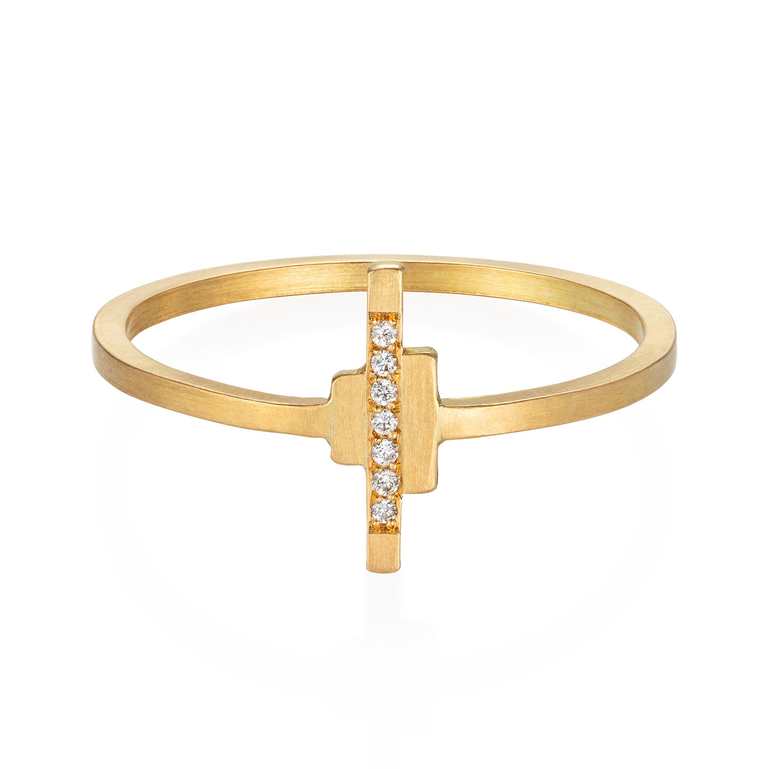 18CT DECO DECADENCE DIAMOND PAVE BAR RING