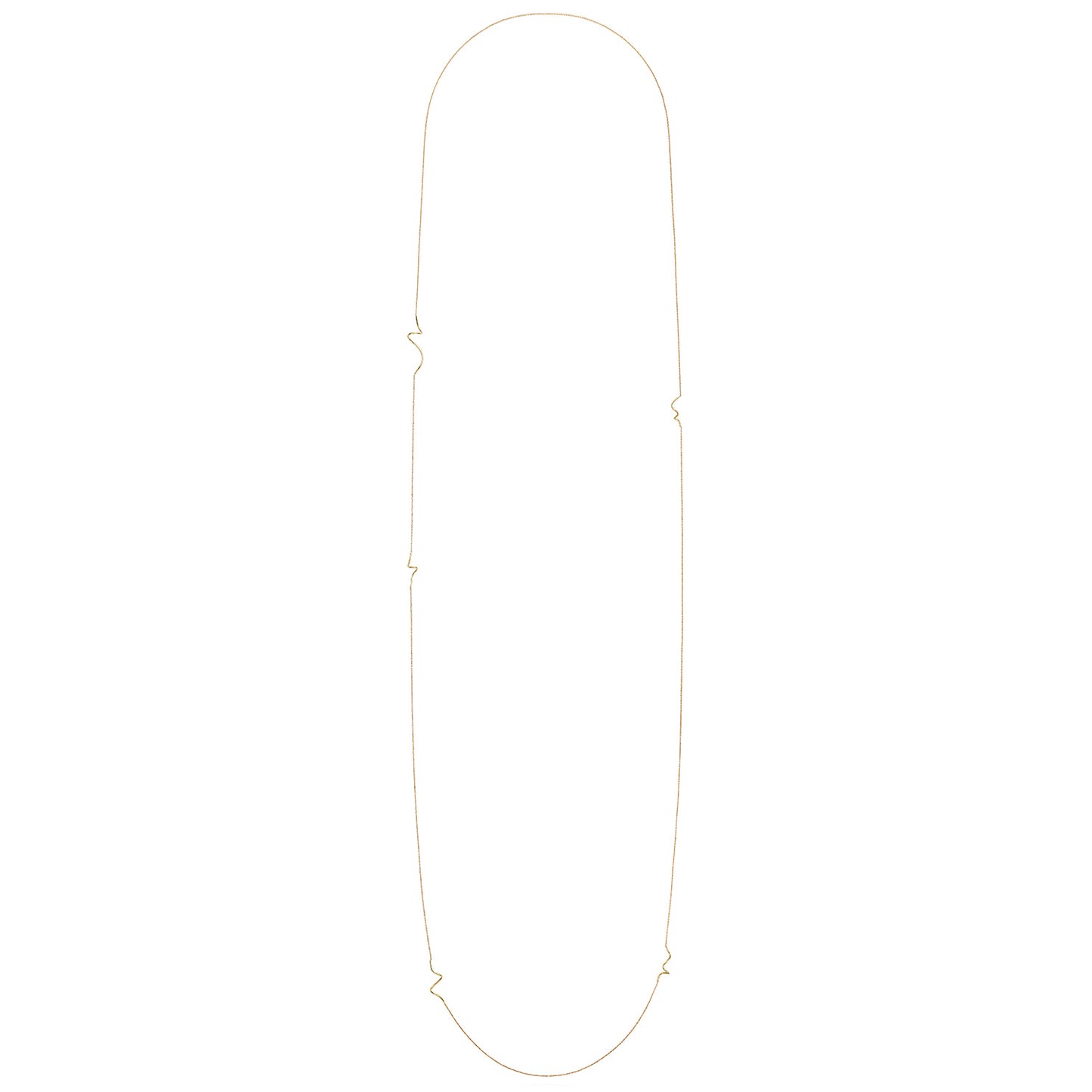 18ct yellow gold long necklace with 5 gold Doodles inserted
