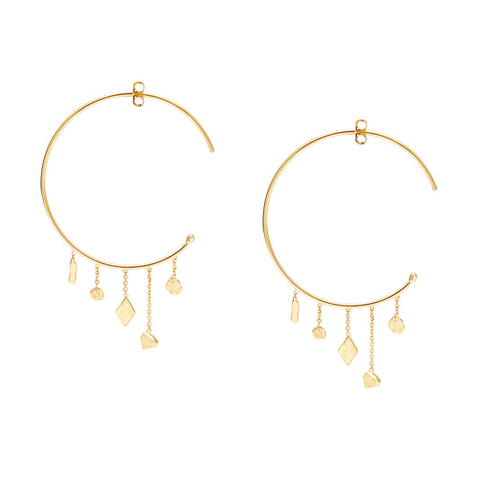 18ct Gold baby hoop with mixed gold shapes.