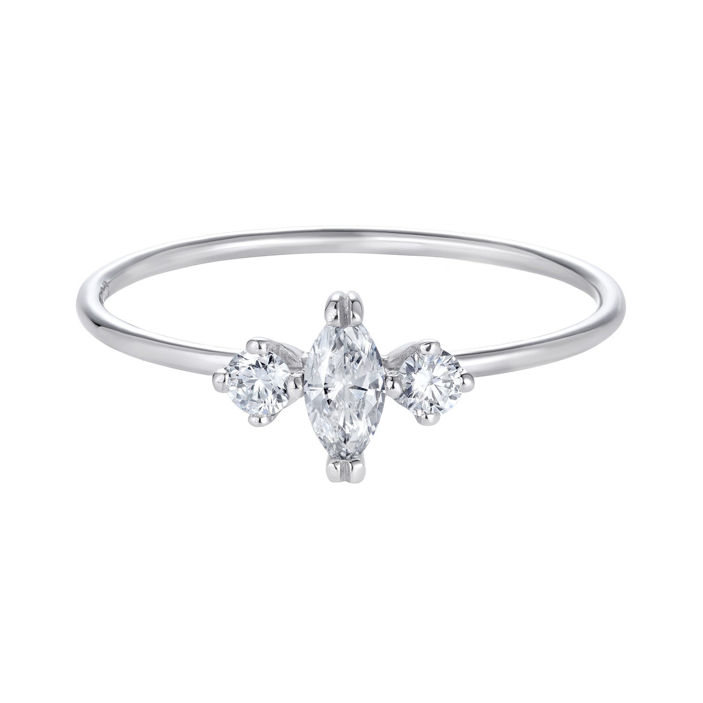 3 Stone Marquise Diamond White Gold Ring