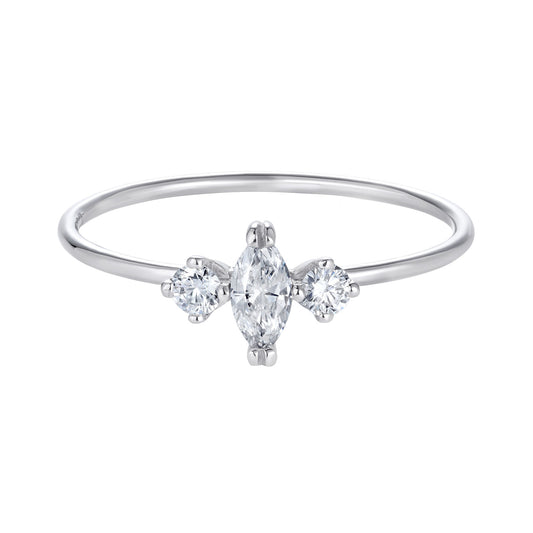 3 Stone Marquise Diamond White Gold Ring