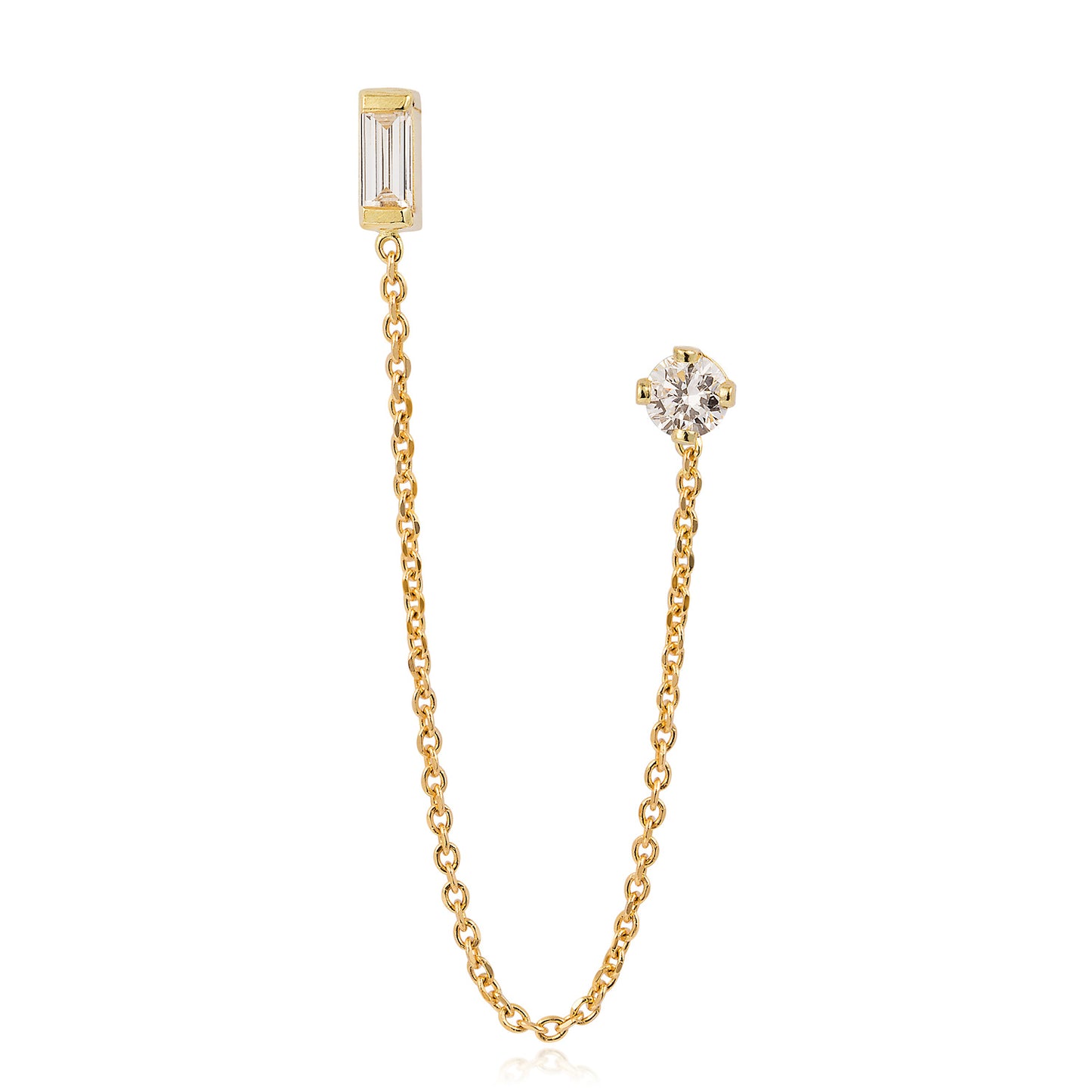 DIAMOND BAGUETTE AND BRILLIANT CUT DOUBLE STUD