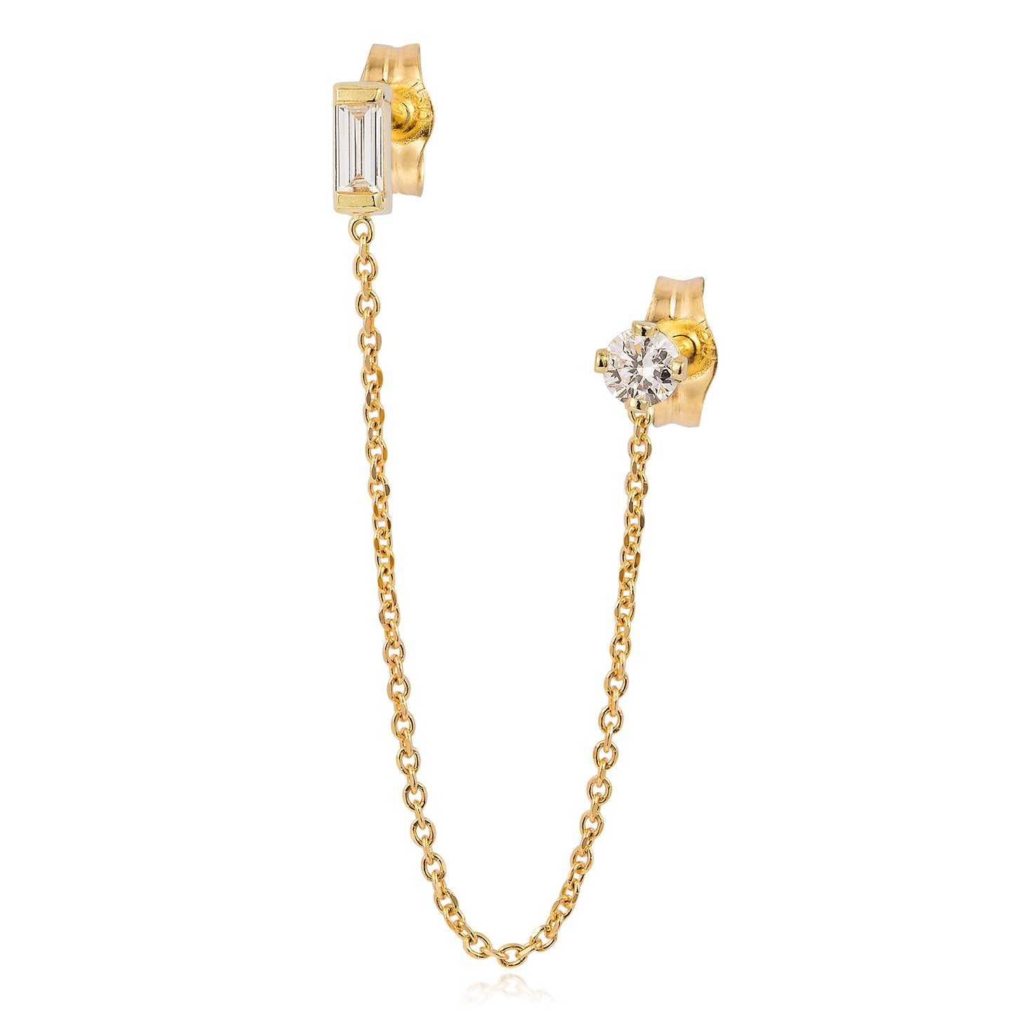 DIAMOND BAGUETTE AND BRILLIANT CUT DOUBLE STUD
