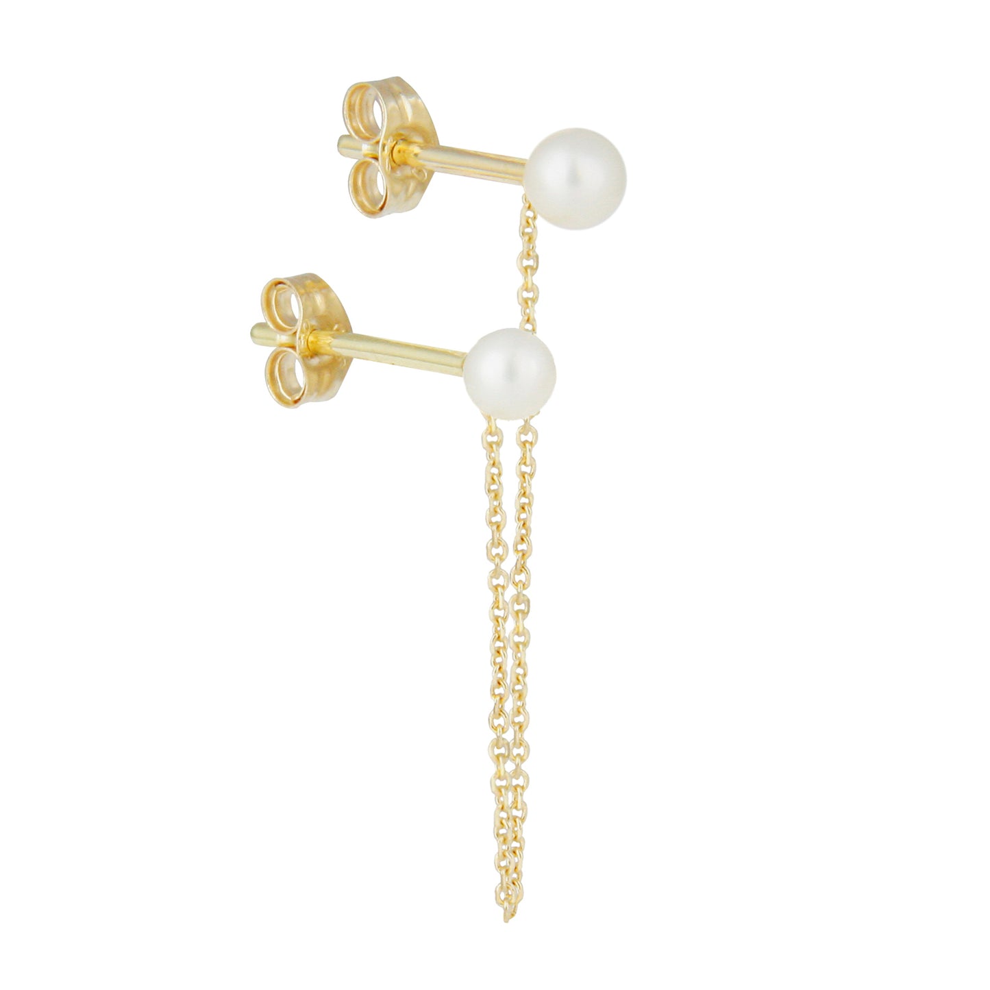18ct yellow gold double stud with two pearls