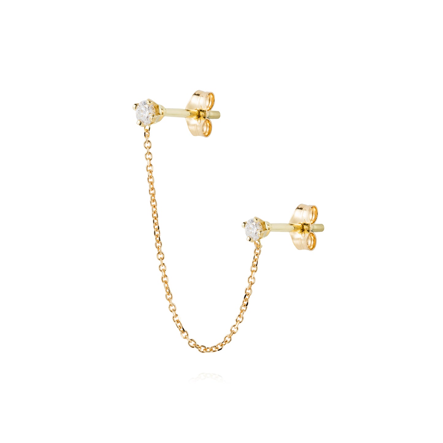 Double Earring With Two Diamond set Studs