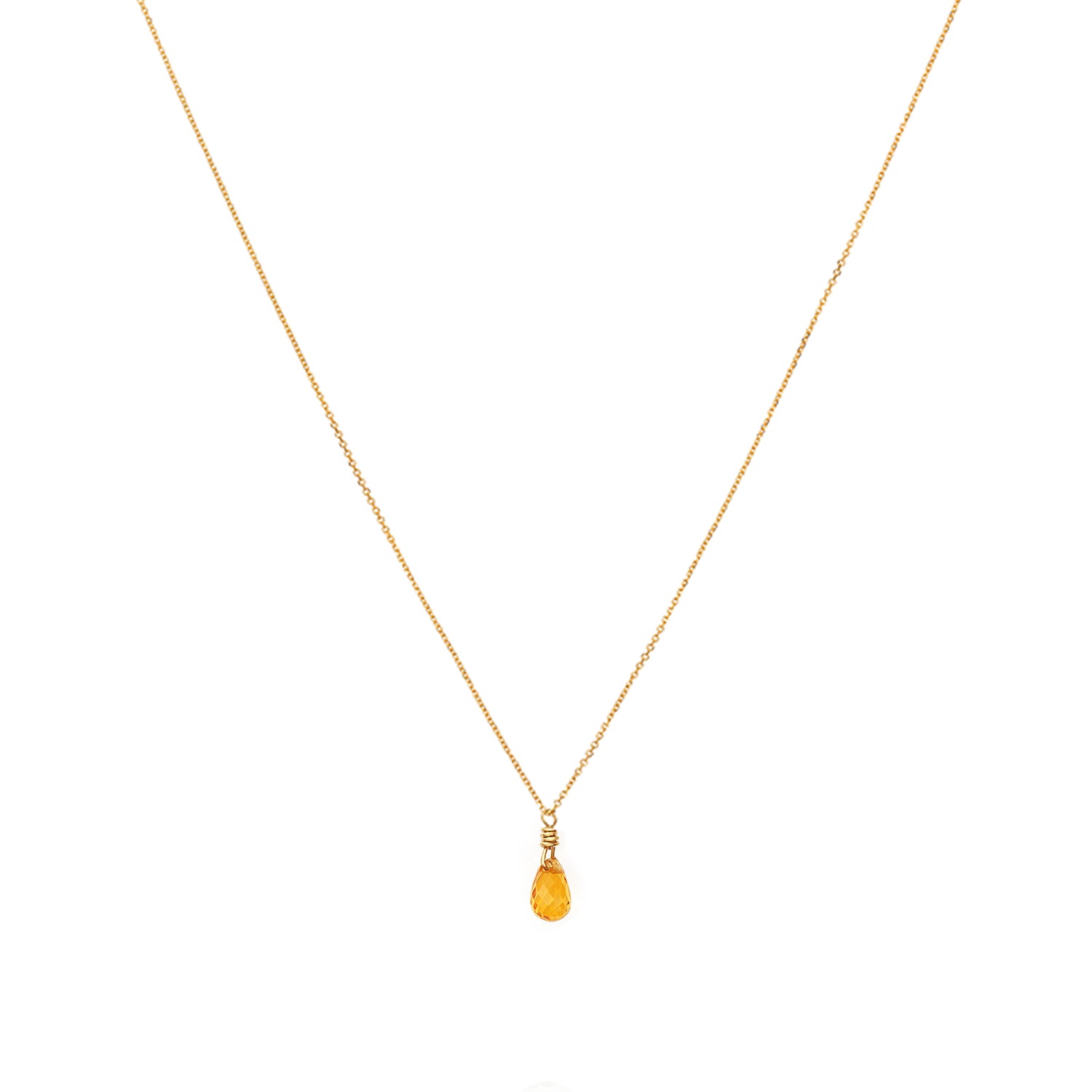 Orange Sapphire Drop Necklace
