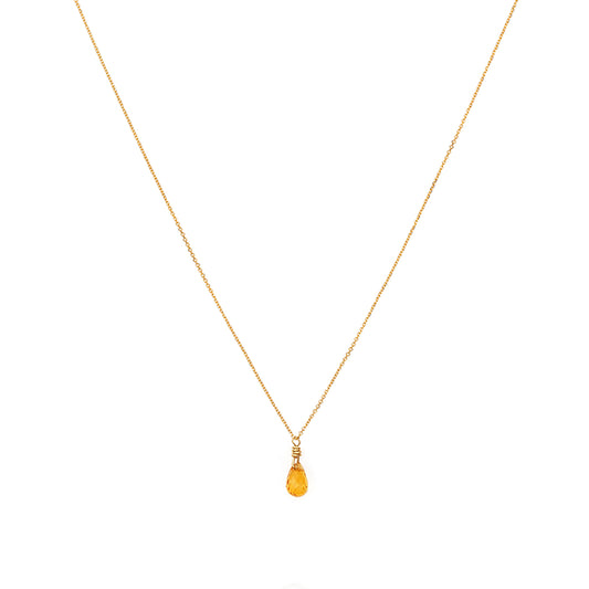 Orange Sapphire Drop Necklace