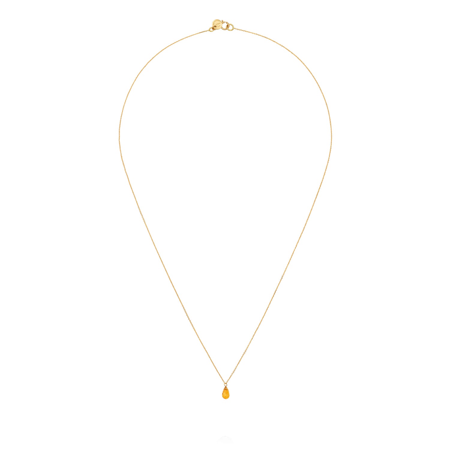 Orange Sapphire Drop Necklace