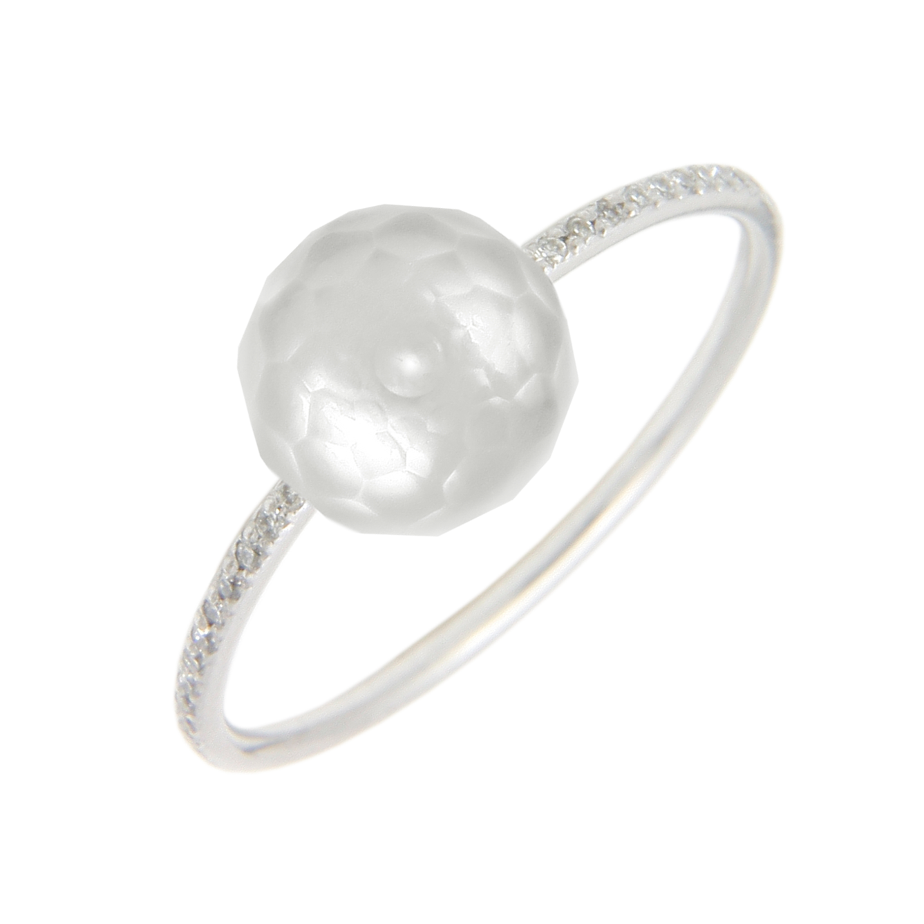Sweet Pea 18ct white gold diamond set eternity band with grey faceted pearl