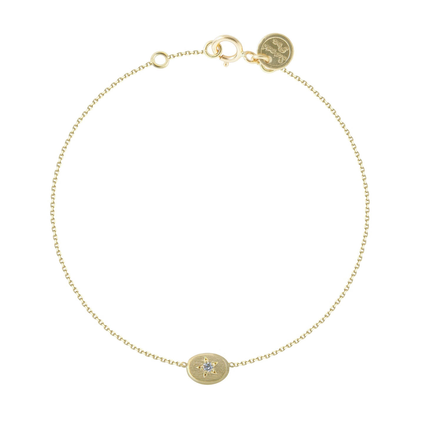 18CT GOLD BRACELET WITH STAR SET OVAL