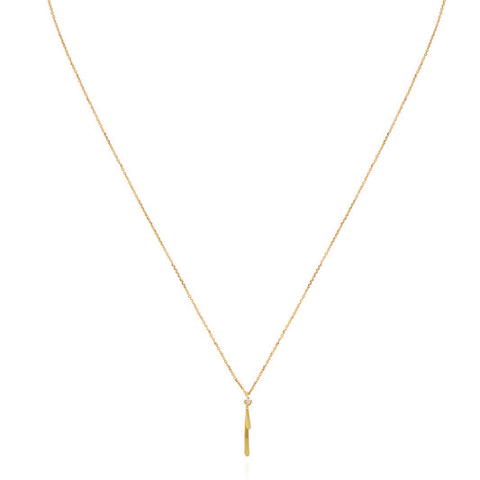 18ct gold fine chain necklace with golden bar and diamond pendant