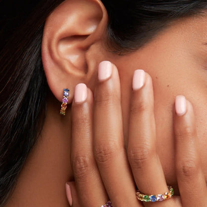 Chunky Rainbow Sapphire Hoops