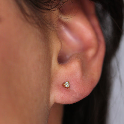 Three Claw Diamond Stud Earrings