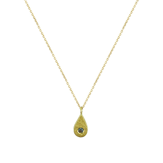 Pear Shape Pendant Necklace with Blue Diamond