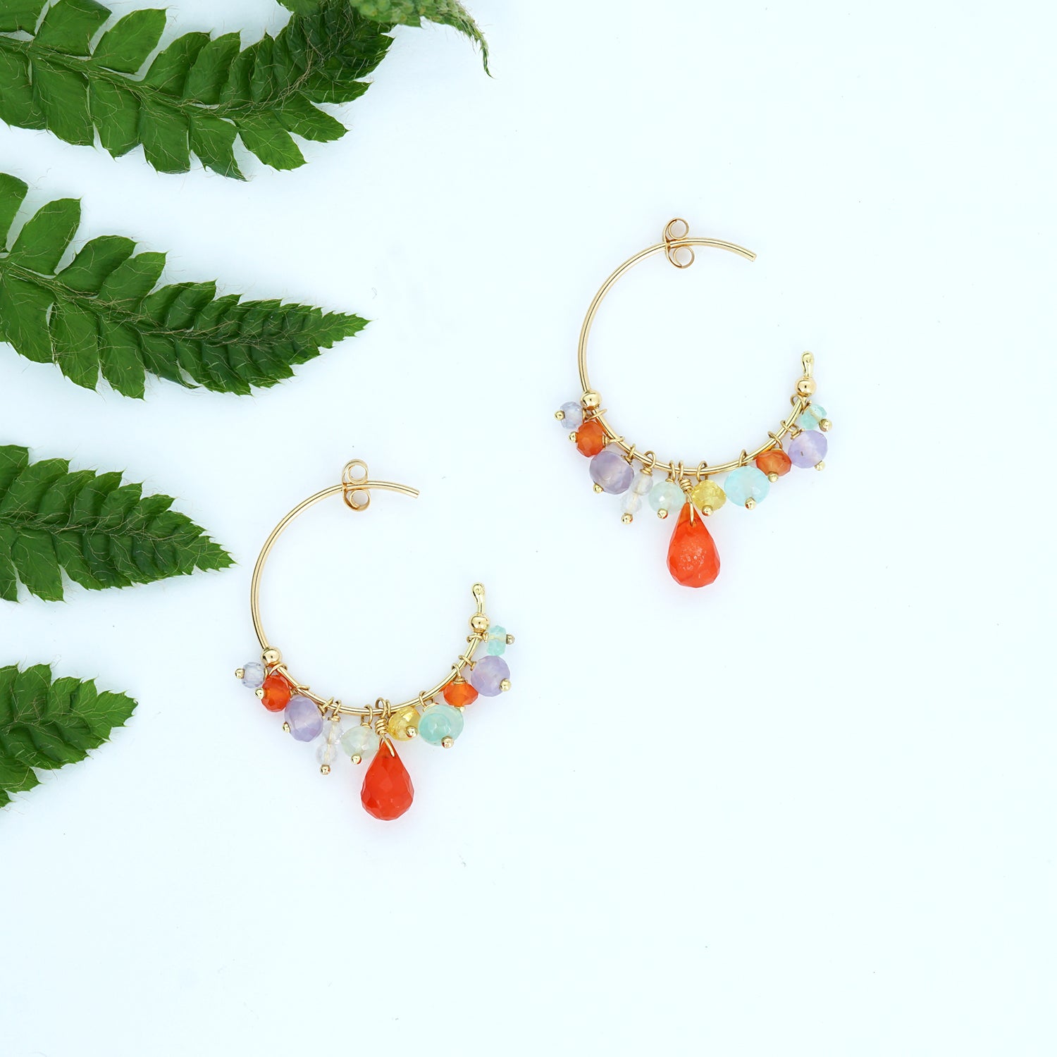 Sweet Pea 18ct gold Candy Coloured Cloud beaded Hoops
