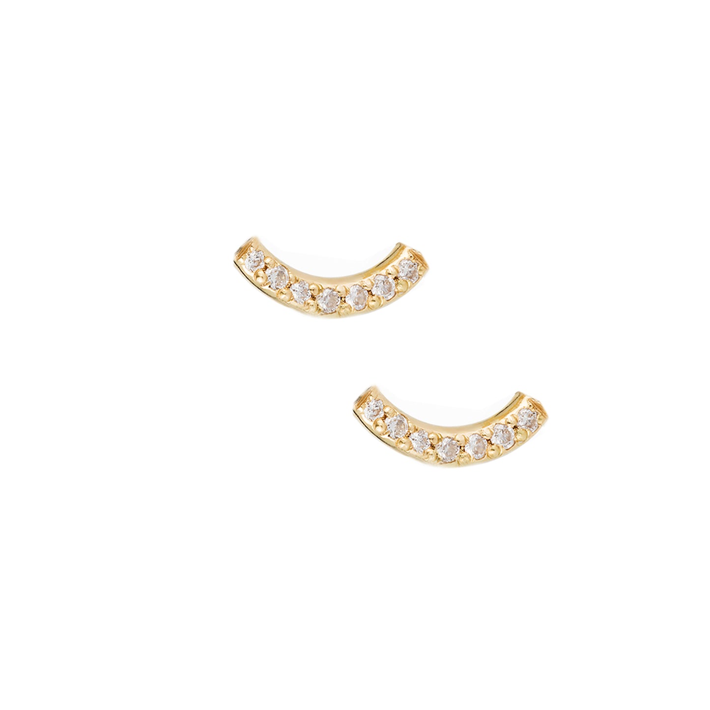 Sale Nano Shapes Diamond Set Curve Stud Earrings