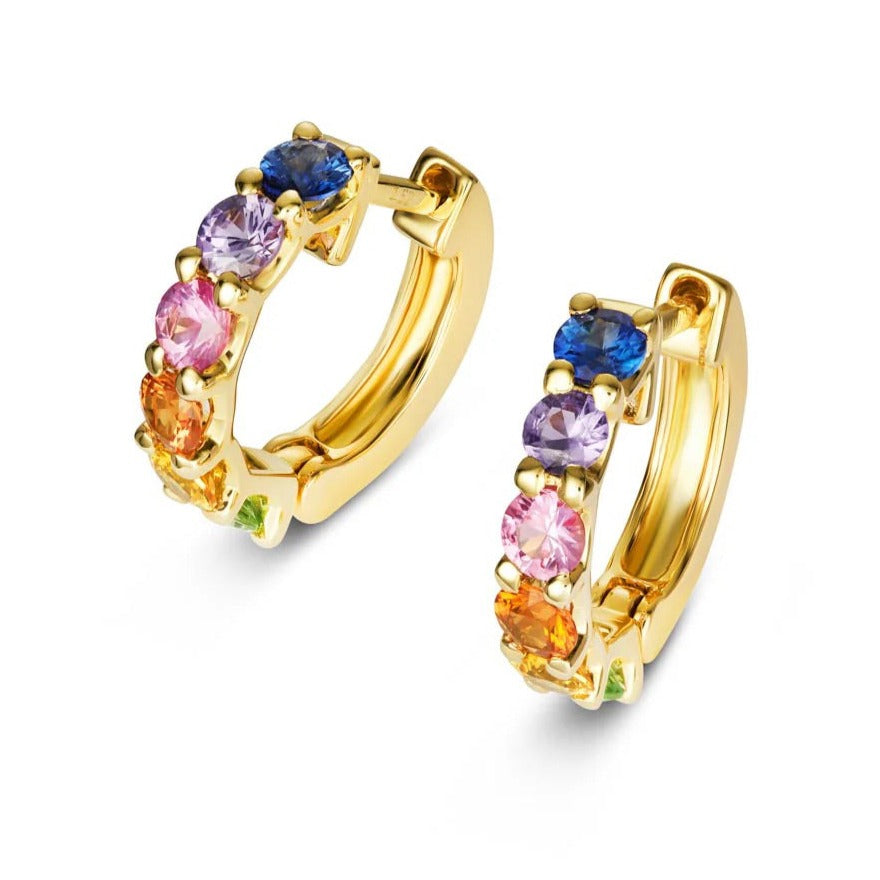 Chunky Rainbow Sapphire Hoops