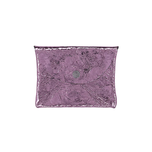 'Lili' Leather Pouch - Foil Bubblegum Pink