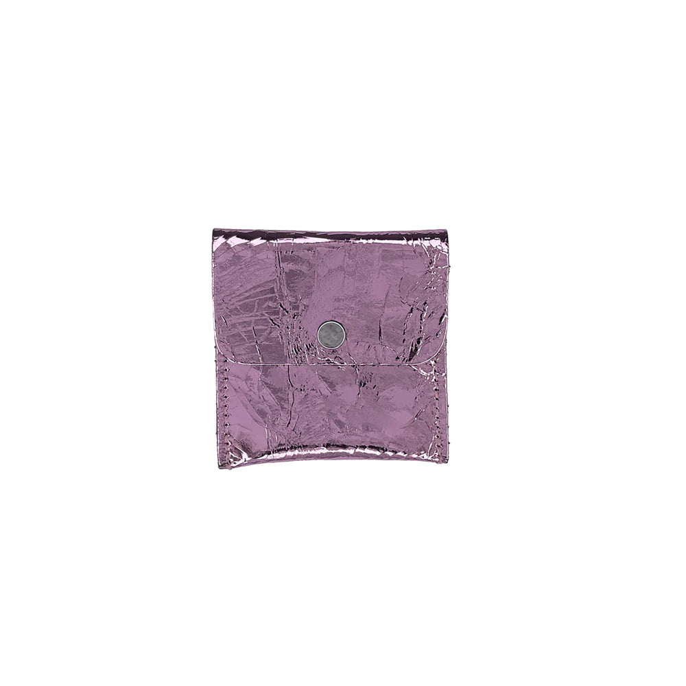 'Little Little' Leather Pouch - Foil Bubblegum Pink
