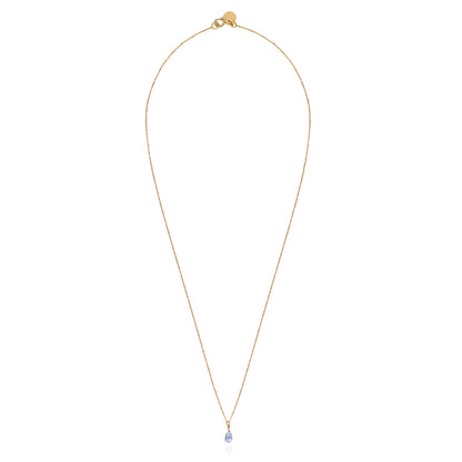 Sapphire Drop Necklace Longer Length - Pale Blue/Lilac