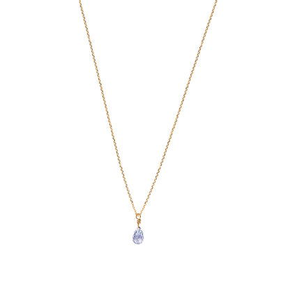 Sapphire Drop Necklace Longer Length - Pale Blue/Lilac
