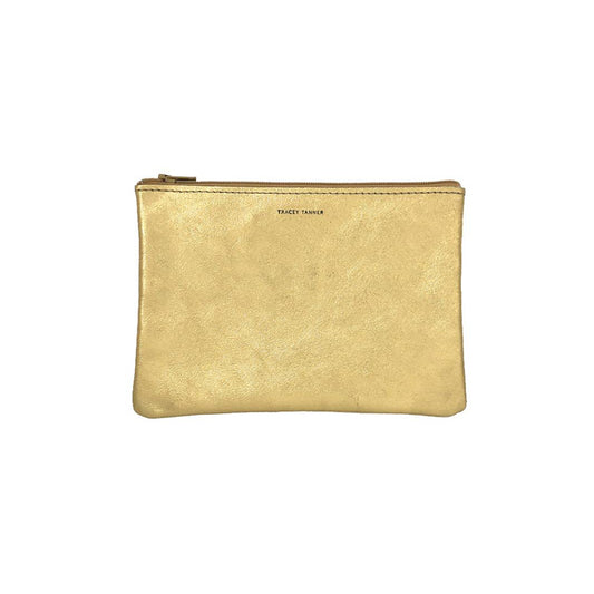 Small Flat Zip Pouch Gold
