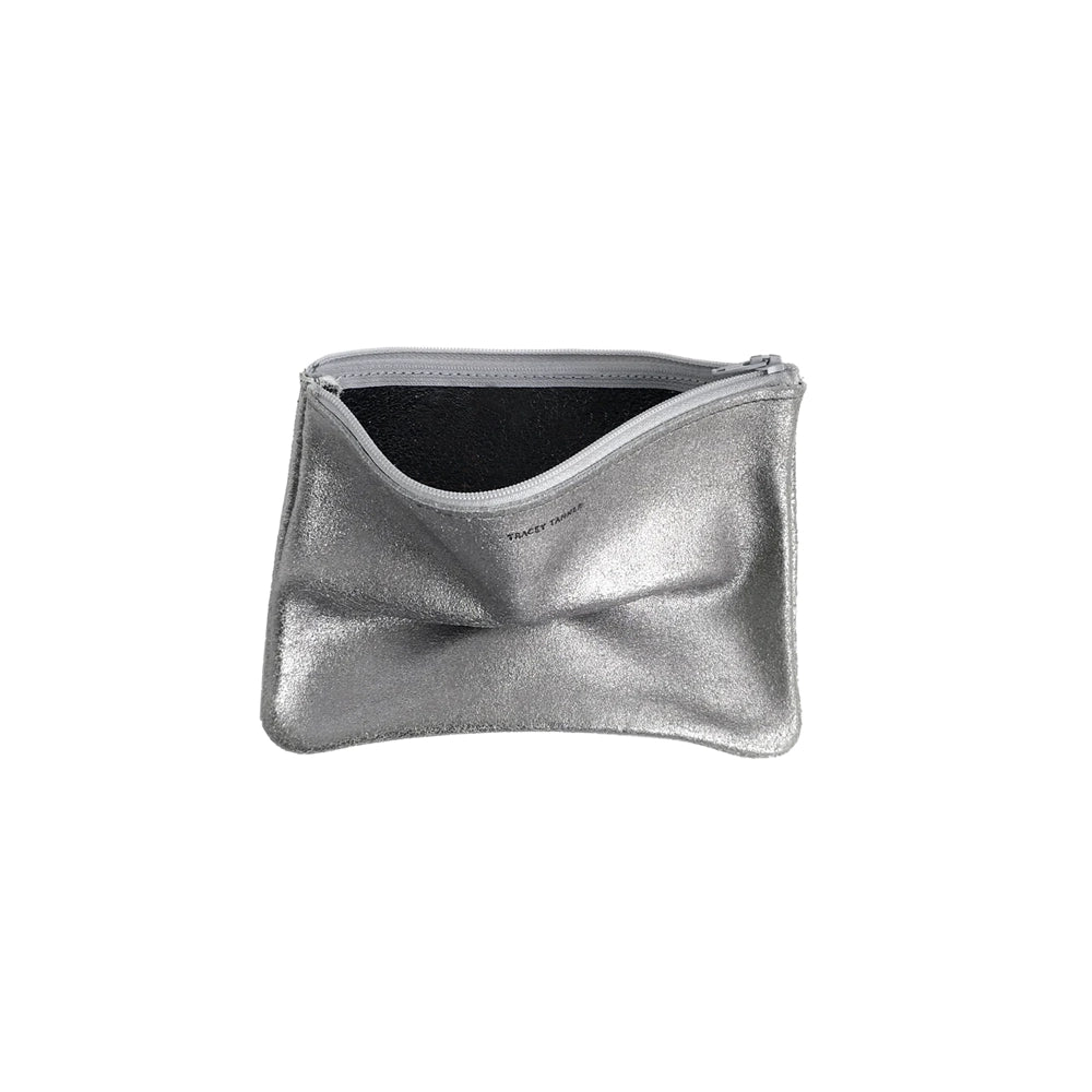 Small Flat Zip Pouch Metallic Distress Tin