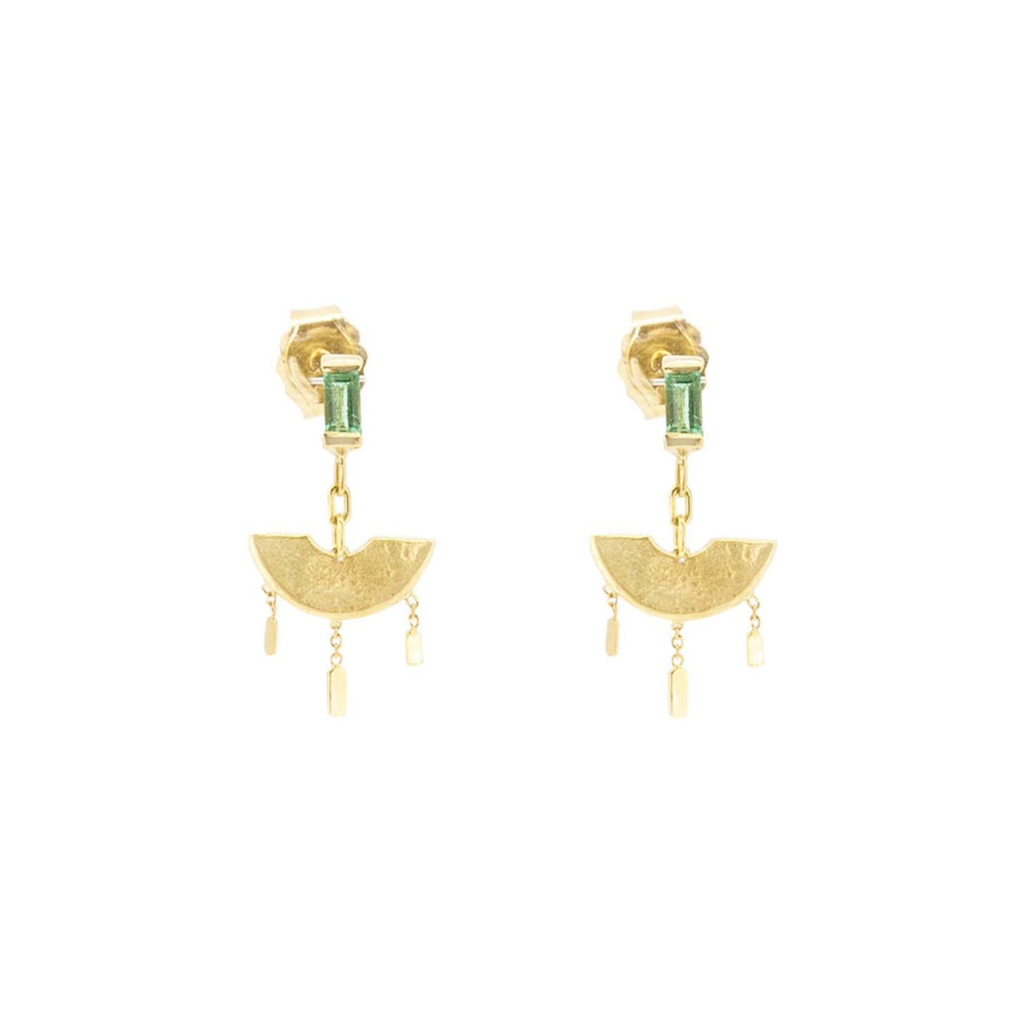 Emerald Curved Earrings With Bars