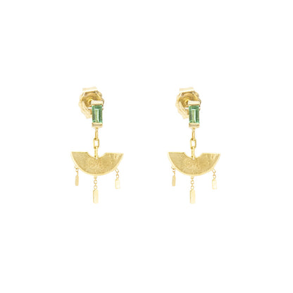 Emerald Curved Earrings With Bars