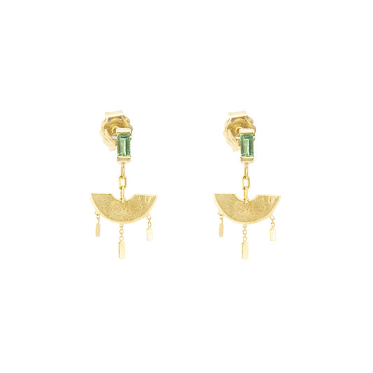 Emerald Curved Earrings With Bars