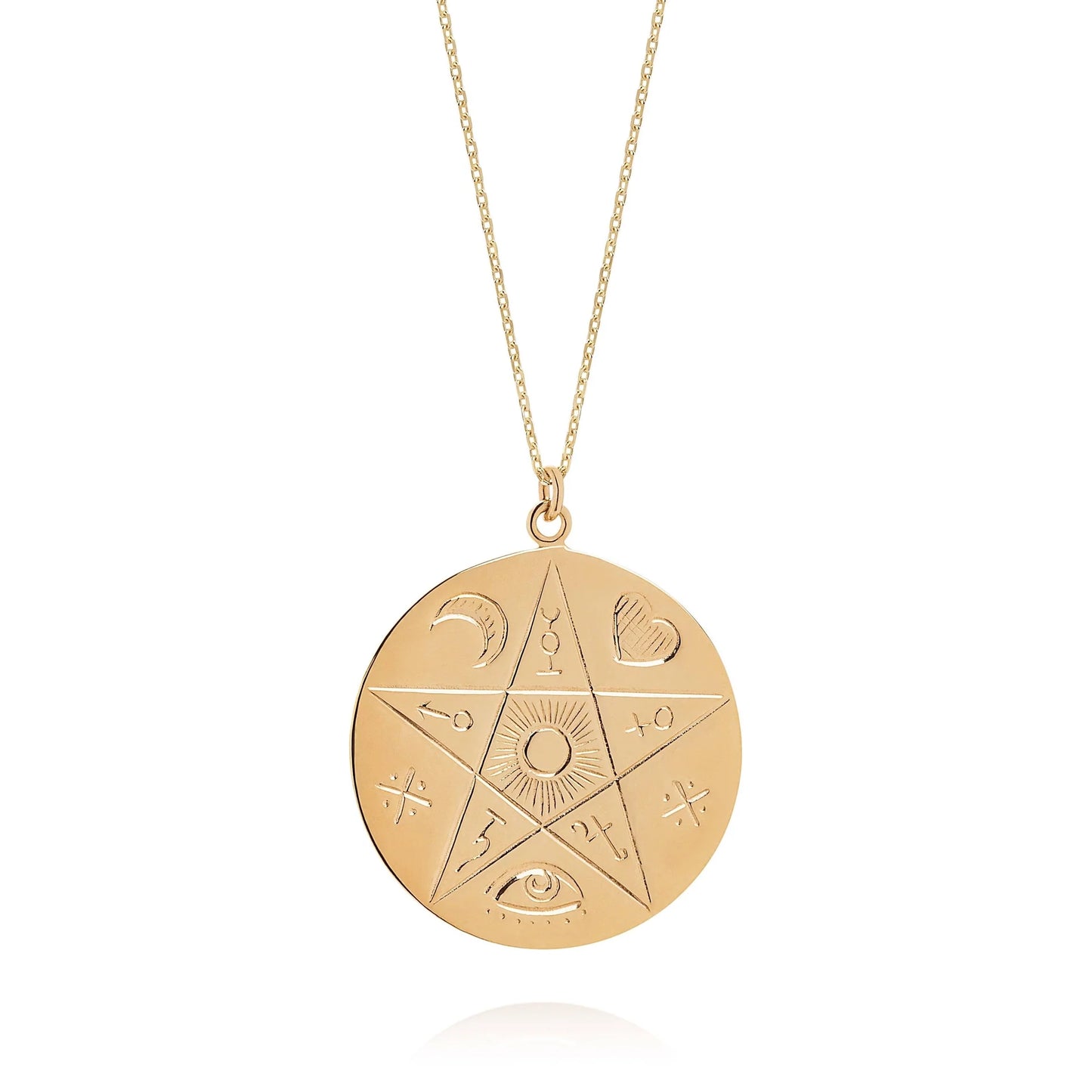 Laura Lee 9ct gold Luna Coin engraved pendant