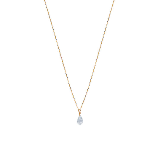 Sapphire Drop Necklace - Pale Blue