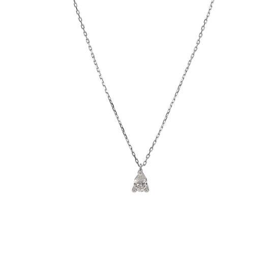Pear Shape Diamond Collet White Gold Necklace