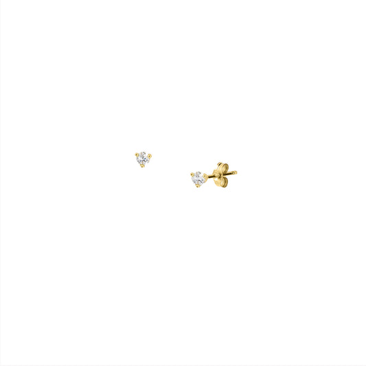 18ct yellow gold white diamond 3 claw collet stud This Way & That Wayearrings