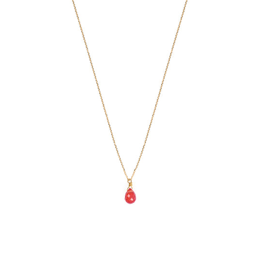 Sapphire Drop Necklace - Raspberry Red